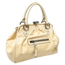 Pre Owned Marc Jacobs Beige Quilted Snakeskin Effect Leather Stam Satchel