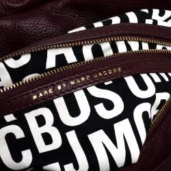 Pre Owned Marc by Marc Jacobs Burgundy Leather Classic Q Groove Satchel 
