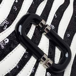 مملوكة مسبقًا Marc Jacobs Black/White Leather and Sequin Zebra Shutter Crossbody Bag