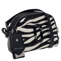 مملوكة مسبقًا Marc Jacobs Black/White Leather and Sequin Zebra Shutter Crossbody Bag