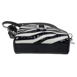 مملوكة مسبقًا Marc Jacobs Black/White Leather and Sequin Zebra Shutter Crossbody Bag
