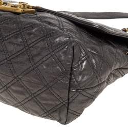 Marc Jacobs Metallic Silver Quilted Leather Large Baroque Single Shoulder Bag