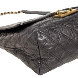 Marc Jacobs Metallic Silver Quilted Leather Large Baroque Single Shoulder Bag