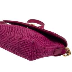 Pre Owned Marc Jacobs Fuchsia Straw and Leather Shoulder Bag