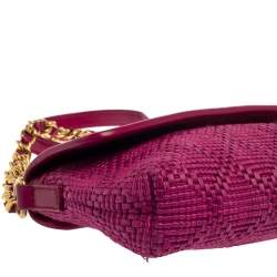 Pre Owned Marc Jacobs Fuchsia Straw and Leather Shoulder Bag