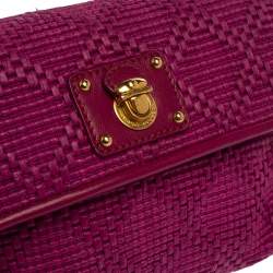 Pre Owned Marc Jacobs Fuchsia Straw and Leather Shoulder Bag