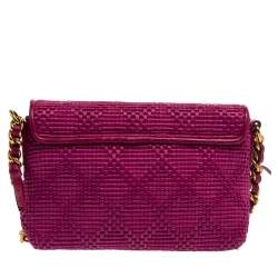 Pre Owned Marc Jacobs Fuchsia Straw and Leather Shoulder Bag