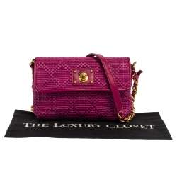 Pre Owned Marc Jacobs Fuchsia Straw and Leather Shoulder Bag