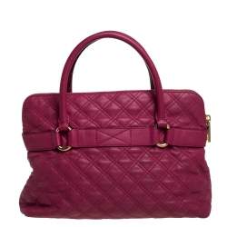 Pre Owned Marc Jacobs Pink Quilted Leather  Bruna Bow Satchel