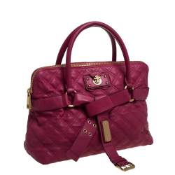 Pre Owned Marc Jacobs Pink Quilted Leather  Bruna Bow Satchel