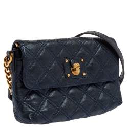 مملوكة مسبقًا Marc Jacobs Metallic Blue Quilted Leather Flap Shoulder Bag