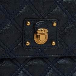 مملوكة مسبقًا Marc Jacobs Metallic Blue Quilted Leather Flap Shoulder Bag