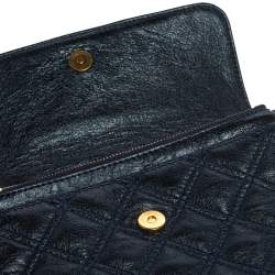 مملوكة مسبقًا Marc Jacobs Metallic Blue Quilted Leather Flap Shoulder Bag