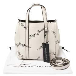Pre Owned Marc Jacobs White/Black Leather New York Magazine Tag Tote