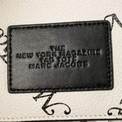Pre Owned Marc Jacobs White/Black Leather New York Magazine Tag Tote