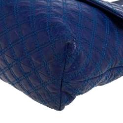 Pre Owned Marc Jacobs Blue Quilted Leather Large Single Flap Shoulder Bag
