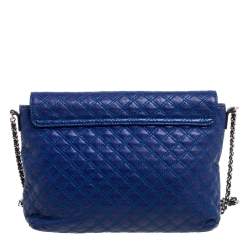 Pre Owned Marc Jacobs Blue Quilted Leather Large Single Flap Shoulder Bag