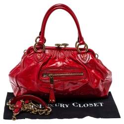 Pre Owned Marc Jacobs Red Patent Leather Stam Satchel