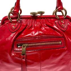 Pre Owned Marc Jacobs Red Patent Leather Stam Satchel