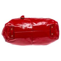 Pre Owned Marc Jacobs Red Patent Leather Stam Satchel