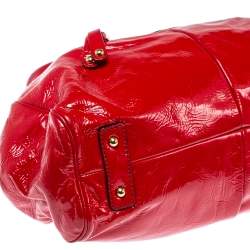 Pre Owned Marc Jacobs Red Patent Leather Stam Satchel