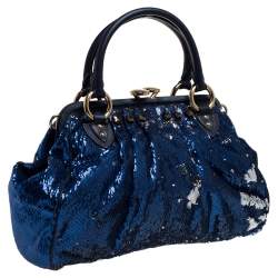 Marc Jacobs Blue Sequins and Suede Stam Satchel