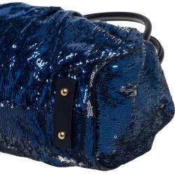 Marc Jacobs Blue Sequins and Suede Stam Satchel