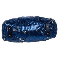 Marc Jacobs Blue Sequins and Suede Stam Satchel