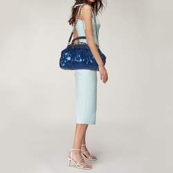 Marc Jacobs Blue Sequins and Suede Stam Satchel