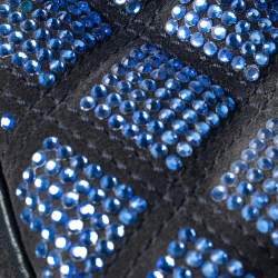 Pre Owned Marc Jacobs Blue Crystal Embellished Quilted Suede and Leather Stam Satchel