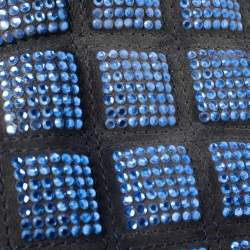 Pre Owned Marc Jacobs Blue Crystal Embellished Quilted Suede and Leather Stam Satchel