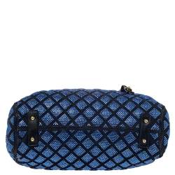 Pre Owned Marc Jacobs Blue Crystal Embellished Quilted Suede and Leather Stam Satchel