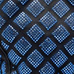 Pre Owned Marc Jacobs Blue Crystal Embellished Quilted Suede and Leather Stam Satchel