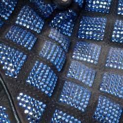 Pre Owned Marc Jacobs Blue Crystal Embellished Quilted Suede and Leather Stam Satchel