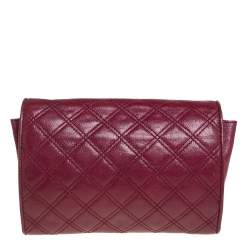 Marc Jacobs Burgundy Quilted Leather Flap Chain Clutch