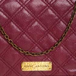 Marc Jacobs Burgundy Quilted Leather Flap Chain Clutch