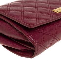 Marc Jacobs Burgundy Quilted Leather Flap Chain Clutch