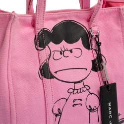 Pre Owned Peanuts x Marc Jacobs Pink Canvas The Tag Tote  