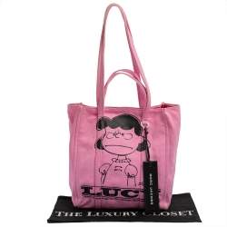 Pre Owned Peanuts x Marc Jacobs Pink Canvas The Tag Tote  