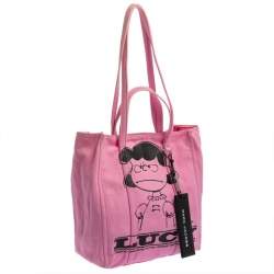 Pre Owned Peanuts x Marc Jacobs Pink Canvas The Tag Tote  