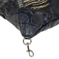 Marc Jacobs Blue/Black Python Embossed Leather Embellished Wingman Tote 