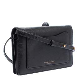 Marc Jacobs Black Leather Recruit Wallet on Strap 