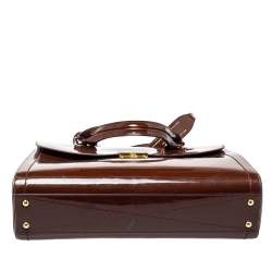 Marc Jacobs Brown Patent Leather Rider Top Handle Bag