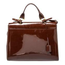 Marc Jacobs Brown Patent Leather Rider Top Handle Bag