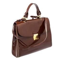 Marc Jacobs Brown Patent Leather Rider Top Handle Bag
