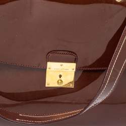 Marc Jacobs Brown Patent Leather Rider Top Handle Bag