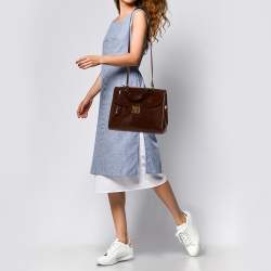Marc Jacobs Brown Patent Leather Rider Top Handle Bag