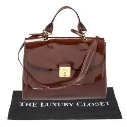 Marc Jacobs Brown Patent Leather Rider Top Handle Bag