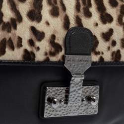Marc Jacobs Grey/Brown Leopard Print Calfhair and Leather Safari Vip Clutch