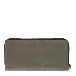 Pre Owned Marc Jacobs Khaki Green Leather Zip Around Wallet